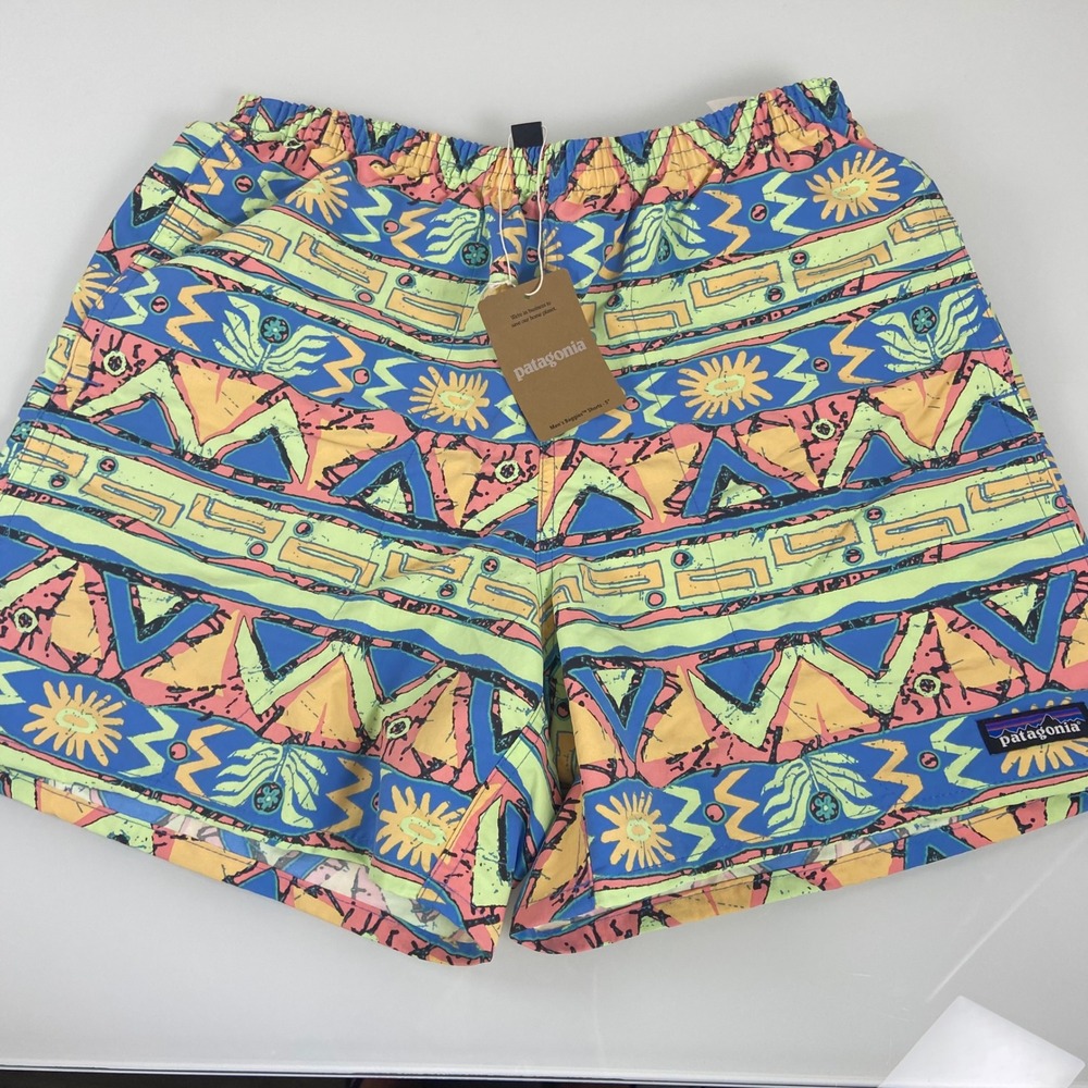 Patagonia Baggies Shorts Mens Size S High Hopes Geo Salamander Green Swim‎